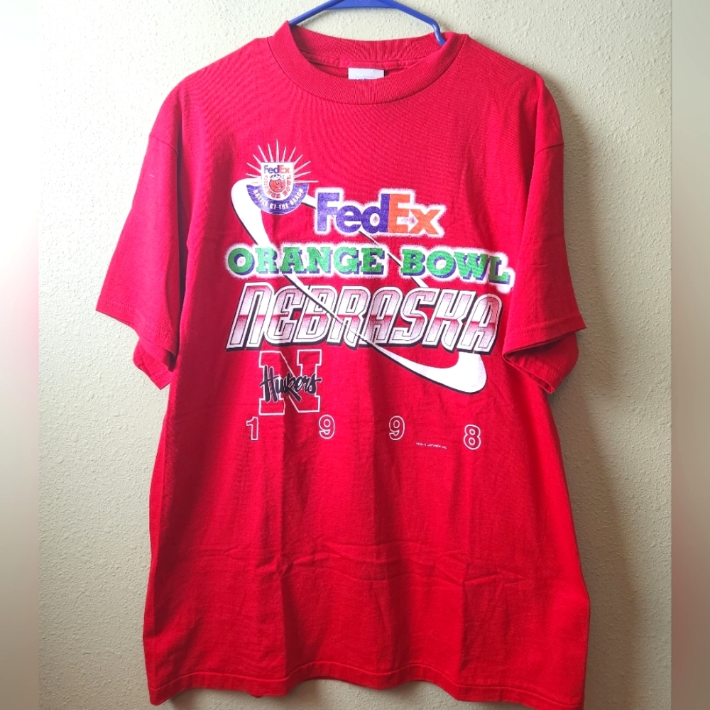 Vintage Nebraska Huskers Orange Bowl Tee Mens Size Large